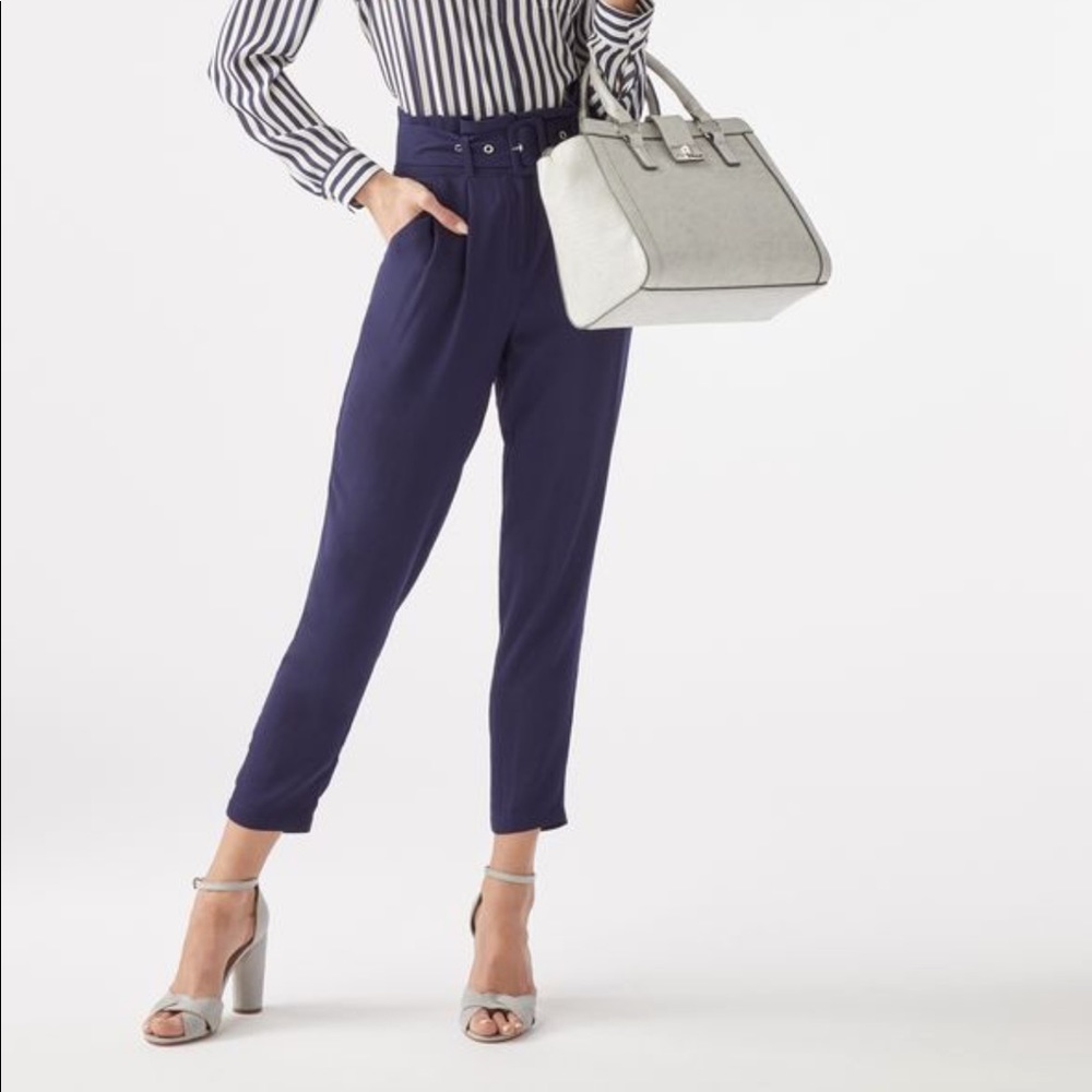 NWT High Waist Paperbag Dress Pants - Navy